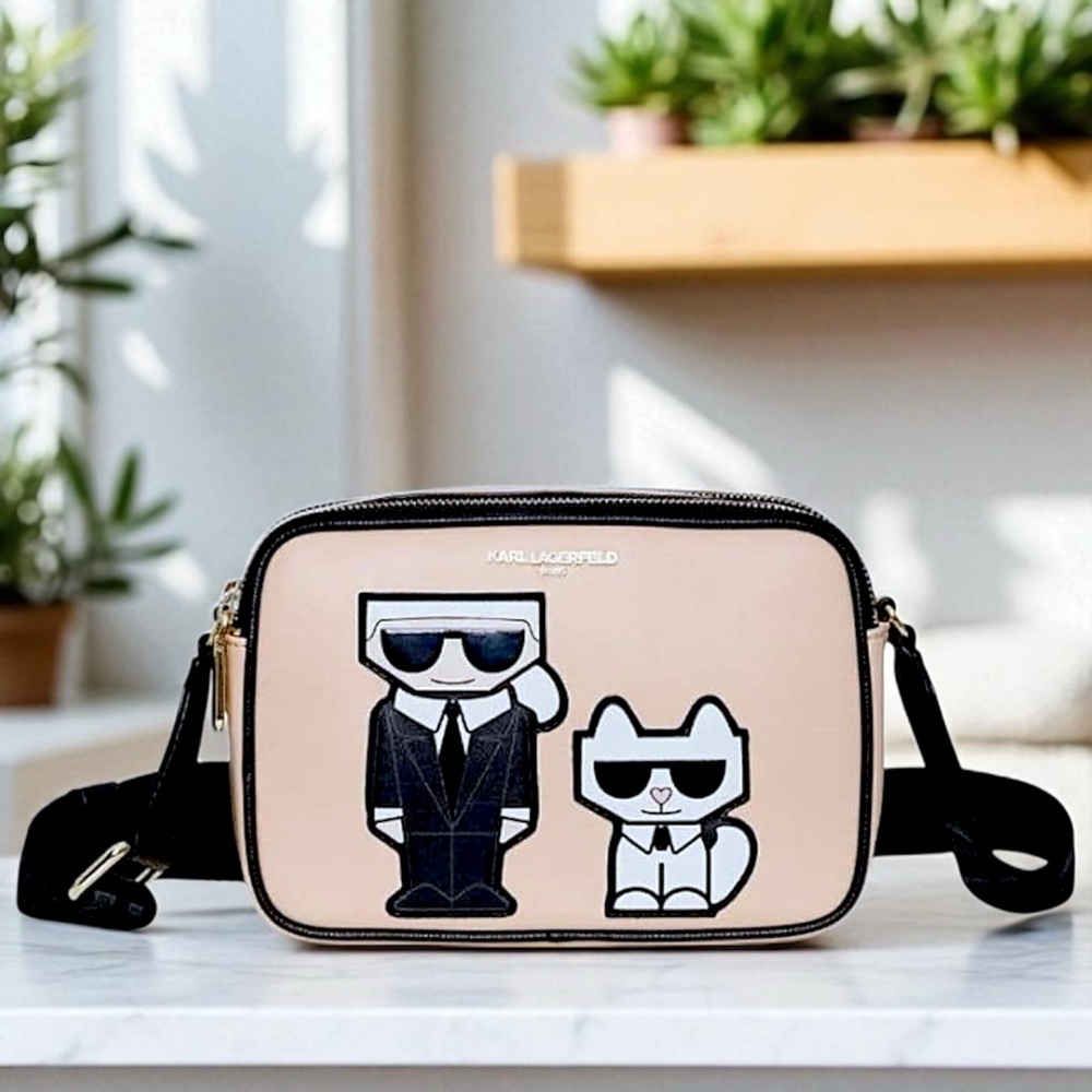 NEW Karl Lagerfeld Paris Maybelle Black & Fawn  Camera Crossbody Purse Set - Picture 11 of 16